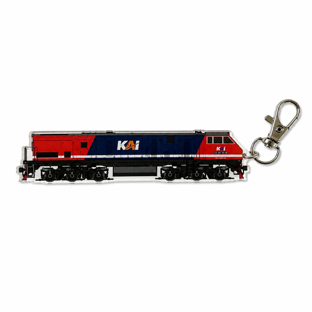 Gantungan Kunci Lokomotif Kereta Api Seri CC 203 RnB  / CC 201 83 48 RED AND BLUE Livery Side View