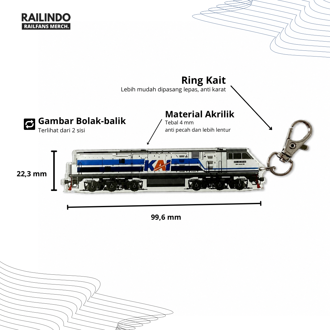 Gantungan Kunci Lokomotif Kereta Api CC 203 WNB Jumbo (WUMBO) Side View - Gambar 5