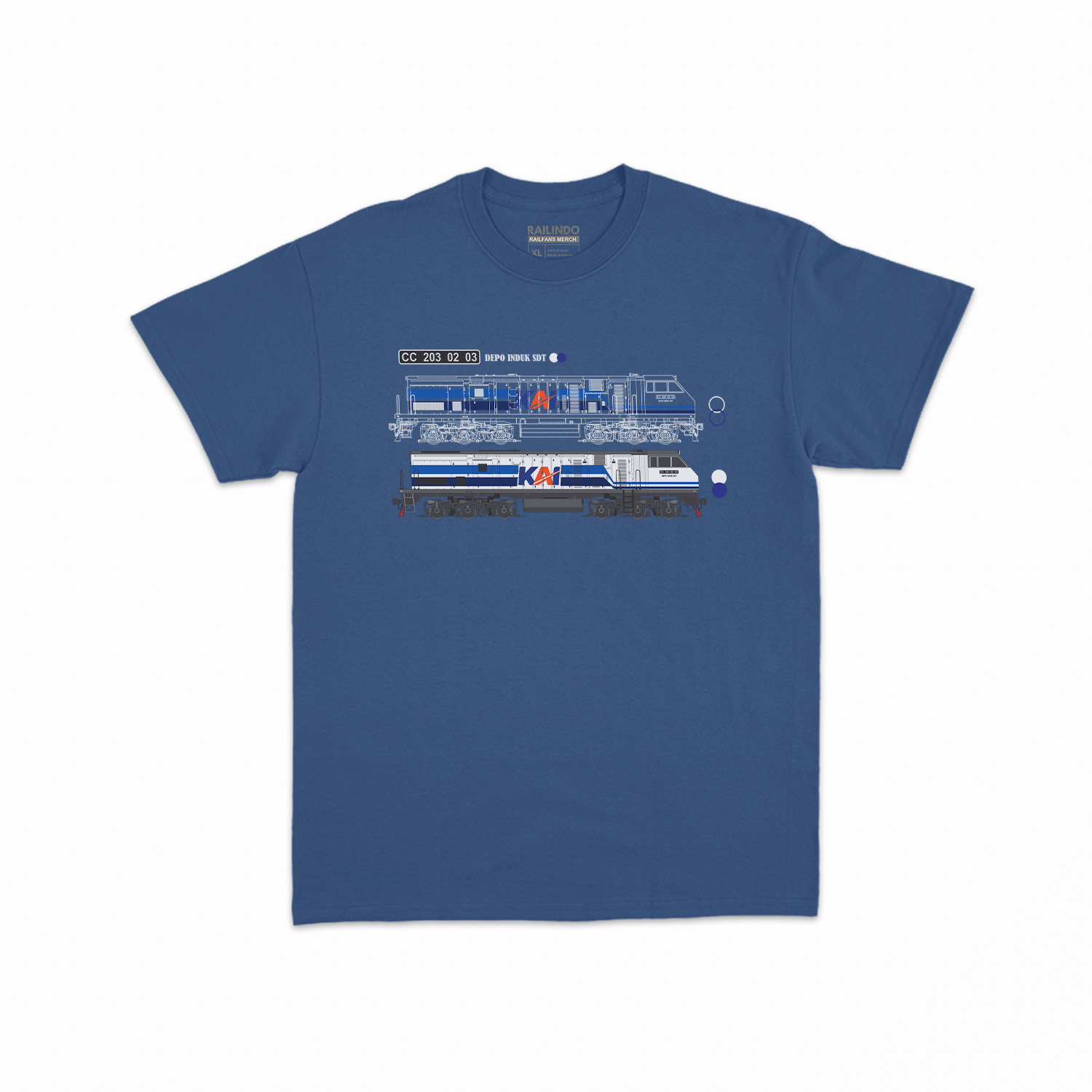 Kaos Dewasa Lokomotif Kereta Api CC 203 WNB WUMBO Monoline