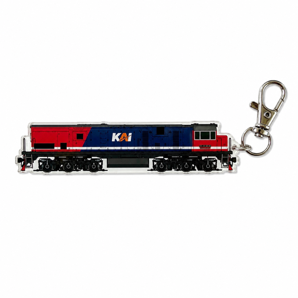 Gantungan Kunci Lokomotif Kereta Api Seri CC 201 RED AND BLUE "Sumatera" Livery Side View